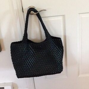 Stylish woven black handbag! Never used!